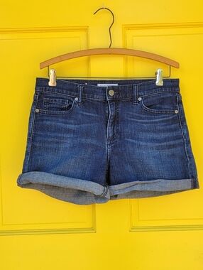 Banana Republic Roll Up Denim Shorts Size 28 Mid Rise Cuffed Stretch Summer